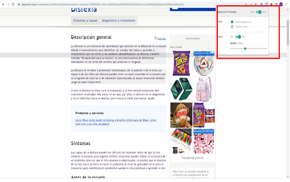 Ejecución de Dyslexia Friendly