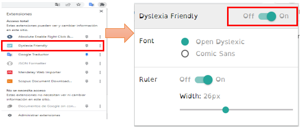 Apertura del panel de Dislexia Friendly